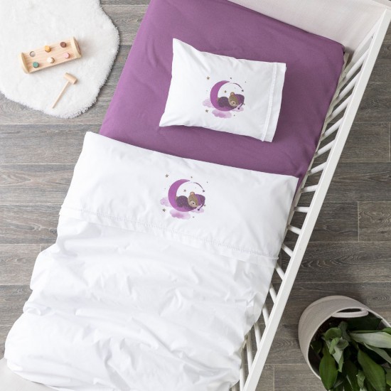 Κουβέρτα Κούνιας 100X140 - Sleeping Bear Μωβ
