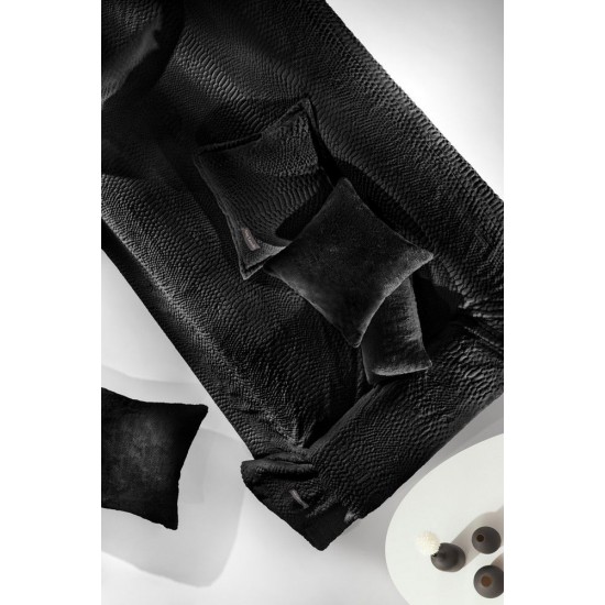 Σετ Ριχτάρι Τριθέσιο 170X300 + Μαξιλαροθήκη - Crusty Black 