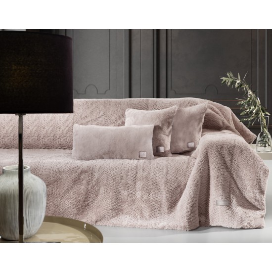 Σετ Ριχτάρι Διθέσιο Crusty Old Pink 170X250 + Μαξιλαροθήκη 45X45+3