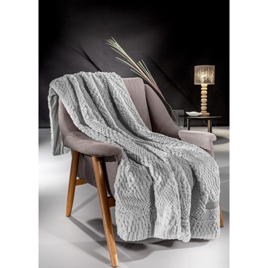 Σετ Ριχτάρι Τριθέσιο Crusty Silver 170X300 + Μαξιλαροθήκη 48X48+3